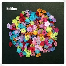  Wholesale 500pcs/lot Little Flower Beads 10*4mm White Frosted Acrylic Spacer Beads For Jewelry Making Craft Bracelet DIY Beads 