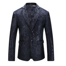 Мужской блейзер с пайетками Стильная мужская одежда с узором Slim Fit Синие мужские бархатные блейзеры Сценические костюмы для певцов