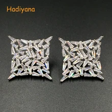 Hadiyana Популярные Элегантные квадратные серьги для девочек Новое поступление Свадебные циркониевые серьги-гвоздики Дубай ювелирные изделия для женщин EH138