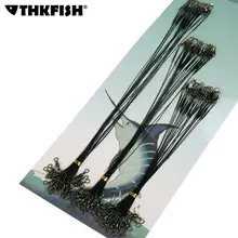 THKFISH 60Pcs Fishing Line Steel Wire Leader With Swivel & Interlock Snap Fishing Accessory Black Leadcore Leash