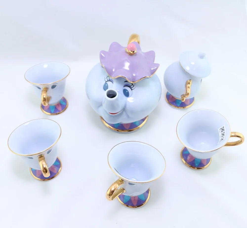 Genuine-Beauty-And-The-Beast-Tea-Set-Mrs-Potts-Chip-Teapot-Cup-Set-Sugar-Bowl-Pot