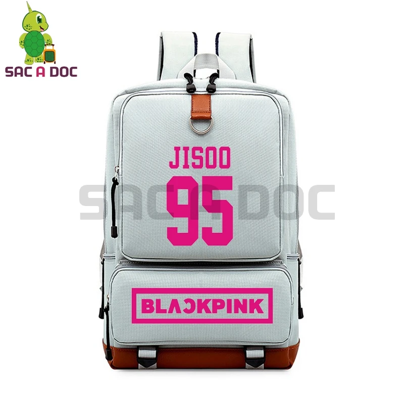 

Kpop Blackpink Girl Group Backpack High School Students Book Bag Lisa Rose Printed Canvas Travel Bag Large Capacity Schoolbags