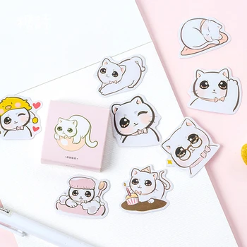

45pcs /Pack Kawaii Big Eye Cat Boxed Stickers DIY Decorative Sealing Paste Stick Label School Office Supply