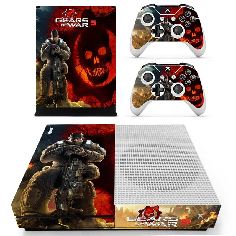 GEARS 5 виниловые наклейки для xbox One S консоль с двумя беспроводными контроллерами - Цвет: S-1458