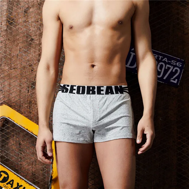 SEOBEAN Men's Loose Comfortable Boxers 100% Cotton Underwear Boxer ...
