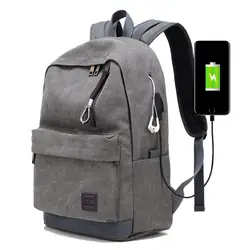 USB зарядка ноутбук холщовый компьютер рюкзак школьные сумки для подростков водонепроницаемые Рюкзаки для ноутбуков колледж путешествия