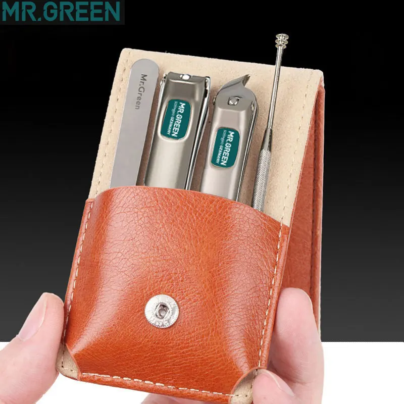MR. GREEN профессиональные ножницы для ногтей из нержавеющей стали, набор для дома, 4 в 1, маникюрные инструменты, набор для ухода за ногтями, для дизайна, портативные, для ногтей, личные, чистые