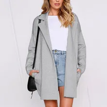 Женские куртки, зимнее пальто, Женское пальто с открытой передней частью и длинным рукавом, куртка, парка, верхняя одежда, кардиган, пальто, верхняя одежда, блуза Femme