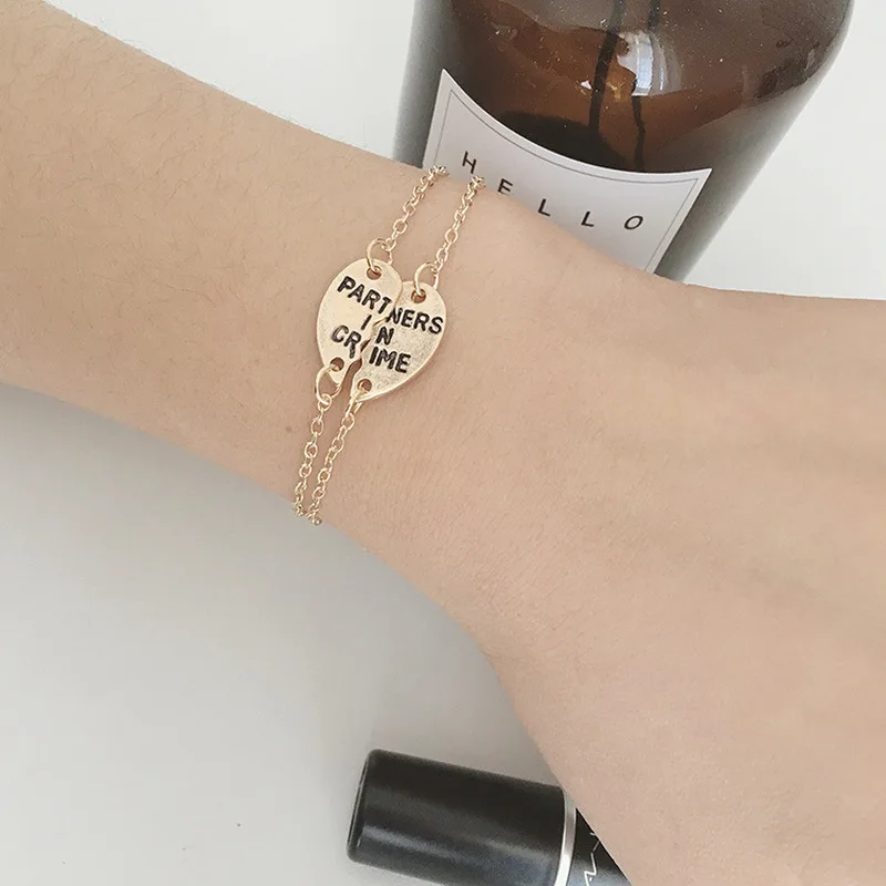 

2018 Heart-shaped Couple Jewelry Broken Carving Woman Man Bracelet