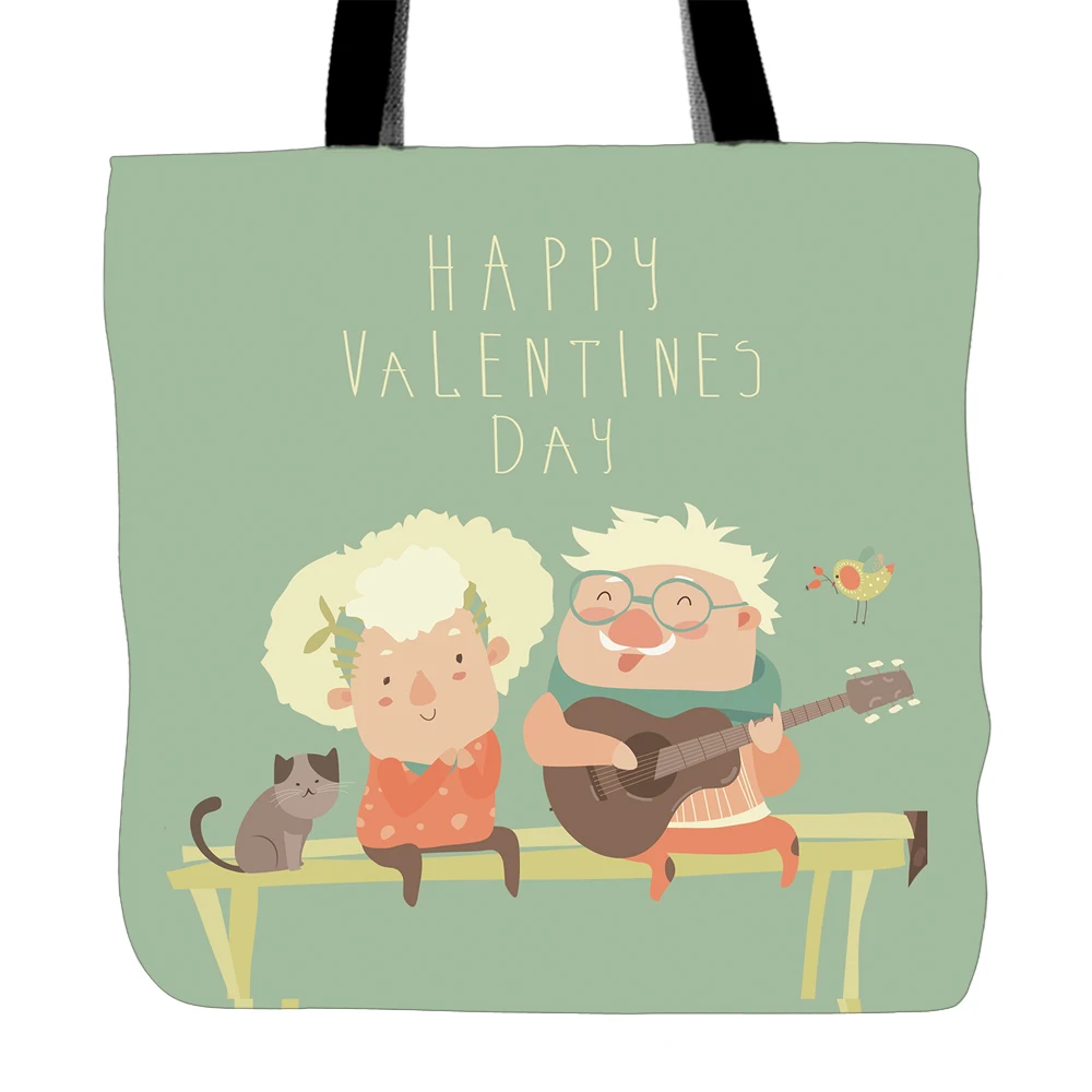 Us 16 99 Hy Valentine S Day Cute Tote Bags Double Sided Printing Canvas Handle Ping Bag For In Top From Luggage