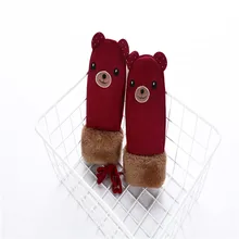 Высококачественные теплые перчатки для маленьких мальчиков и девочек зимние хлопковые детские перчатки с подвеской на шее с рисунком милого медведя детские перчатки