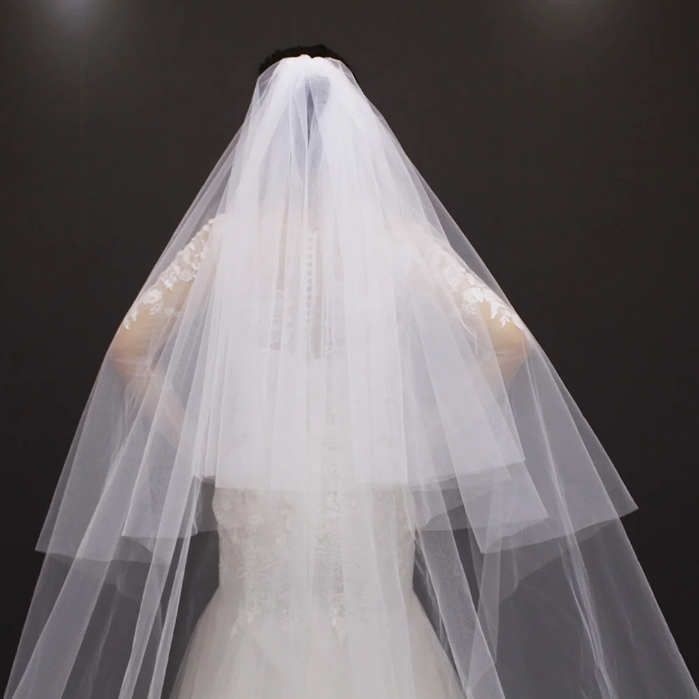 Velos de novia 3 метра 2T белые и цвета слоновой кости блёстки сверкающие кружева край