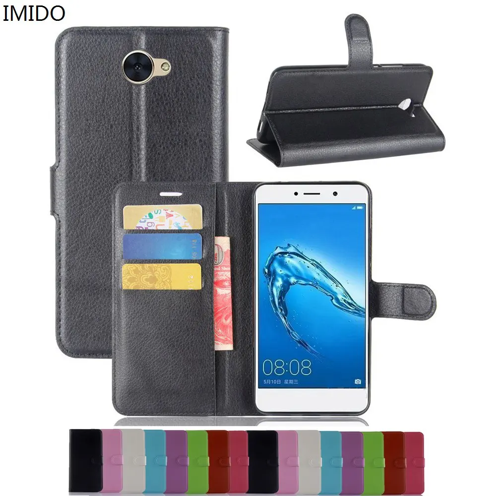 

IMIDO Wallet Stand Flip Cover For Huawei Y7 Y 7 TRT-LX1 TRT-LX2 TRT-LX3 5.5 inch PU Leather Magnetic With Card for Y7 Y 7