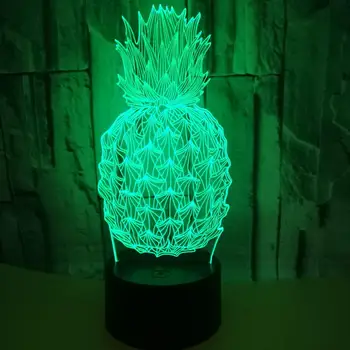 

3D Vision Night Light Pineapple Image Touchment Control Colorful 3D Night Lamp 7 Colors Desk Light
