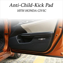 Автомобильные чехлы из искусственной кожи двухсторонняя клейкая Автомобильная дверь со-пилот защита от детей Kick Pad для 10th Honda Civic Автомобильная модификация салона