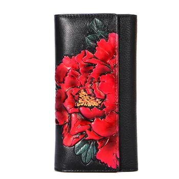 

1Q-FG30-3C women purse 2018 holding purse female wallet long style top Cowhide leather Bag clip for cell phone women wallets