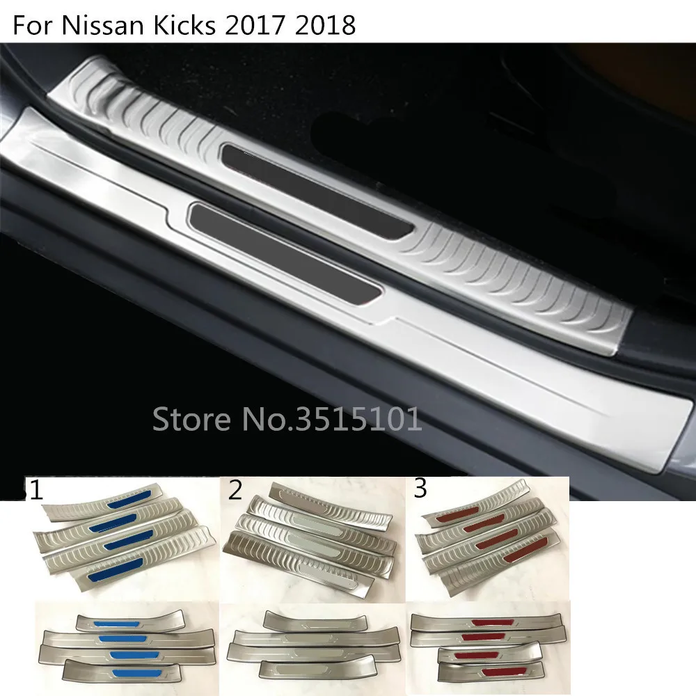 

Car Stainless Steel Pedal Door Sill Scuff Plate Cover Inner External Outside Built Threshold For Nissan Kicks 2017 2018 2019