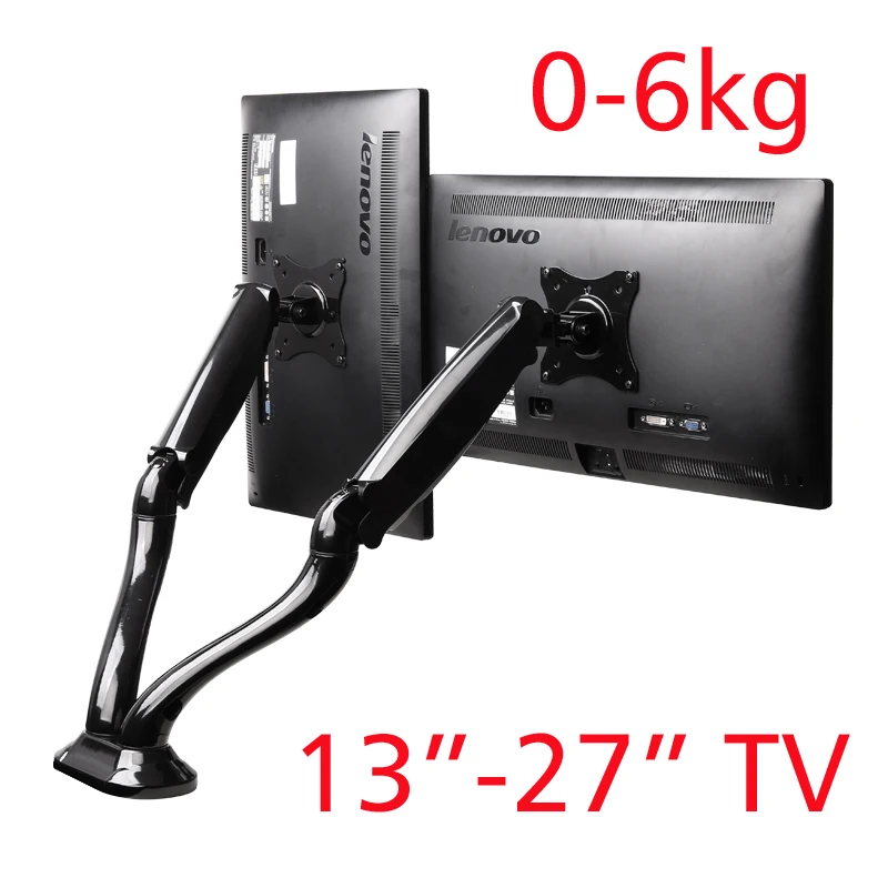 DL-LDT09 full motion air press gas strut dual screen table mount 360 rotate 2 monitor desktop support holder bracket | Электроника