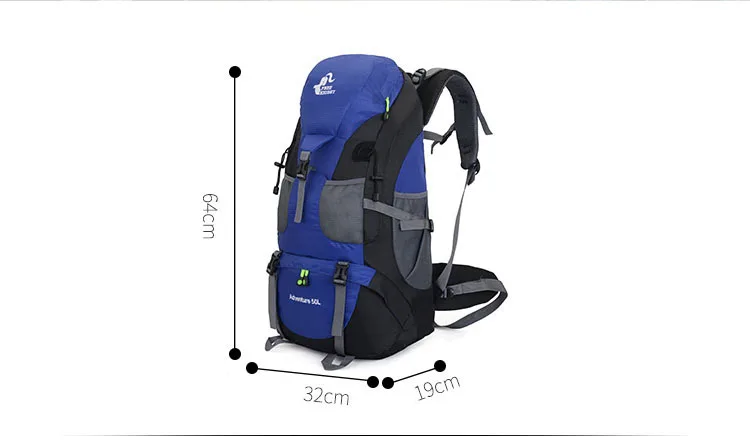 50L Moutaineering Рюкзак Восхождение Большой ёмкость дорожная сумка Кемпинг, пикник, Турпоход Paack небольшой водостойкий