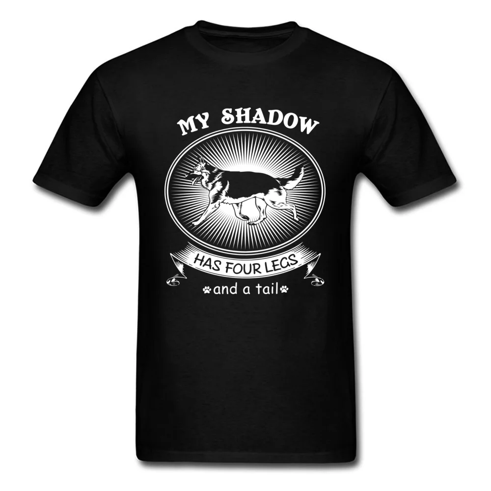3D Printed 100% Cotton Fabric Men's Short Sleeve Tops & Tees Casual Summer/Fall Top T-shirts New Arrival Round Collar Tee-Shirt German Shepherd Dog Funny Art My Shadow Has Four Legs and A Tail black
