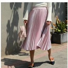 Весна Новое поступление винтажная длинная юбка для женщин корейский стиль комплект пуловер+ кожаная юбка 11 цветов