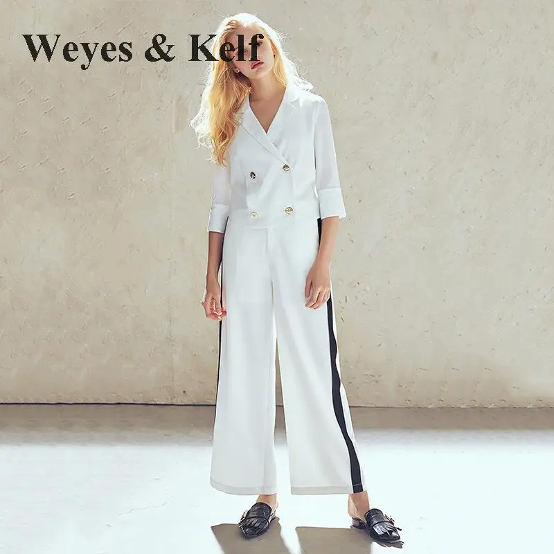 Weyes & Kelf весенние двубортные белые женские куртки блейзеры 2018 три четверти