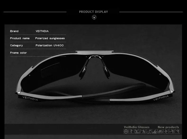 Бренд veithdia дизайнерские алюминиевые поляризационные Для мужчин s солнцезащитные очки мужские аксессуары Солнцезащитные очки UV400 для Для