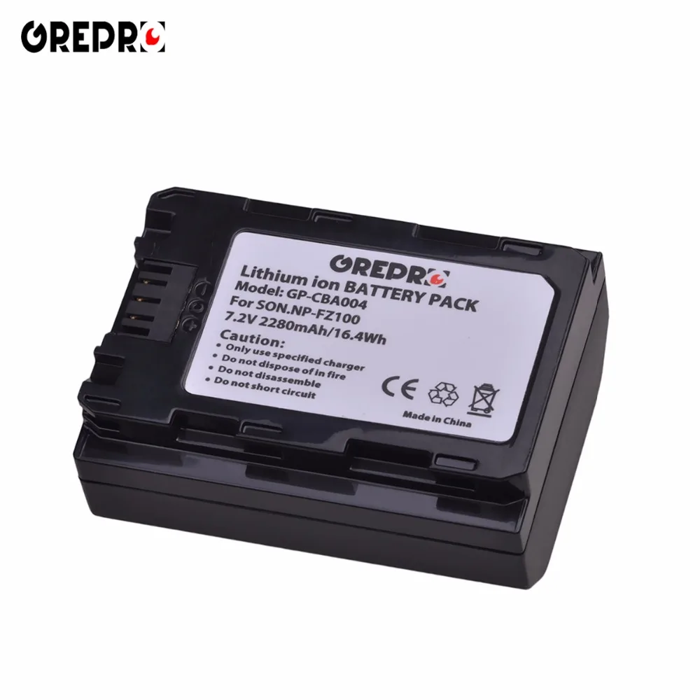 

GREPRO 1pcs 2280mAh NP-FZ100 NP FZ100 NPFZ100 Battery for Camera Sony BC-QZ1 Alpha 9,A7RIII,ILCE-7RM3,Sony A9R Alpha 9S ILCE-9