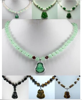 

~$wholesale_jewelry_wig$ 11 colorchoice -white pearl/green jade/tiger eye stone necklace +Buddha pendant/earring