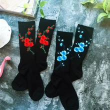 Gtglad/Новое поступление, модные женские носки в Корейском стиле, женские весенне-зимние носки ручной работы с вышитыми персиковыми вишнями, губами и подсолнухом