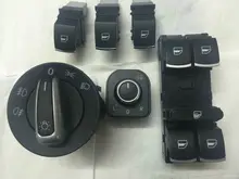 New Chrome Window Rear Mirror Foglight Control Switch 6 PCS KIT For Volkswagen VW Jetta Golf