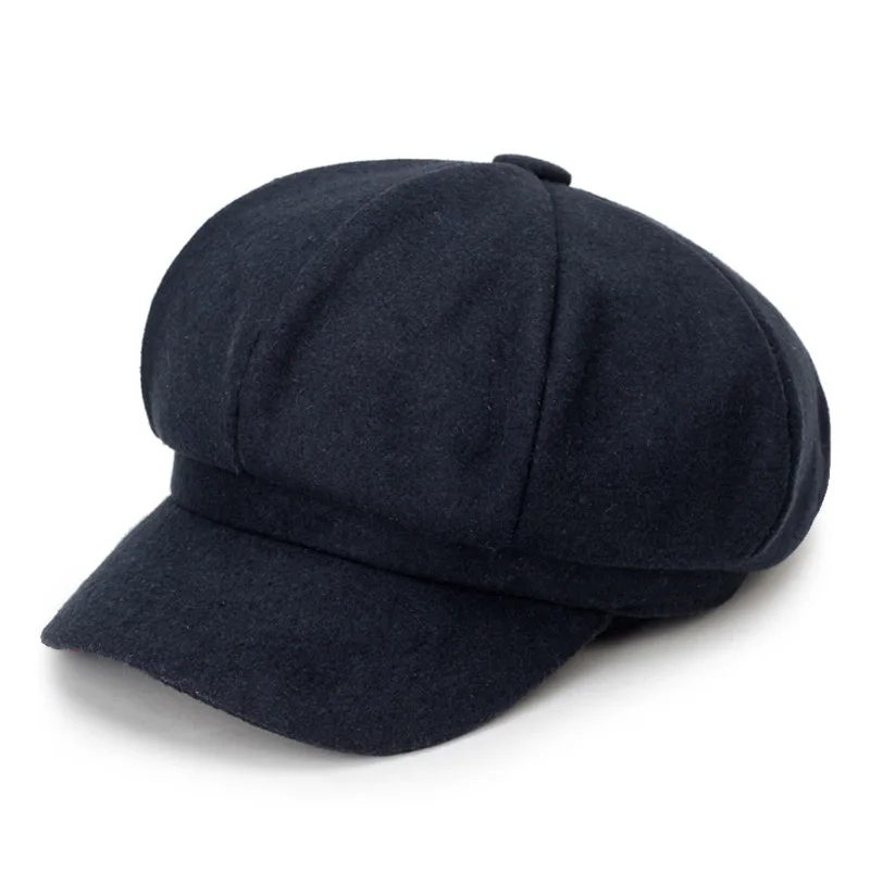 [AETRENDS] винтажные Восьмиугольные шляпы для женщин и мужчин, модные шерстяные шляпы, кепки s Z-6268 - Цвет: Dark Blue