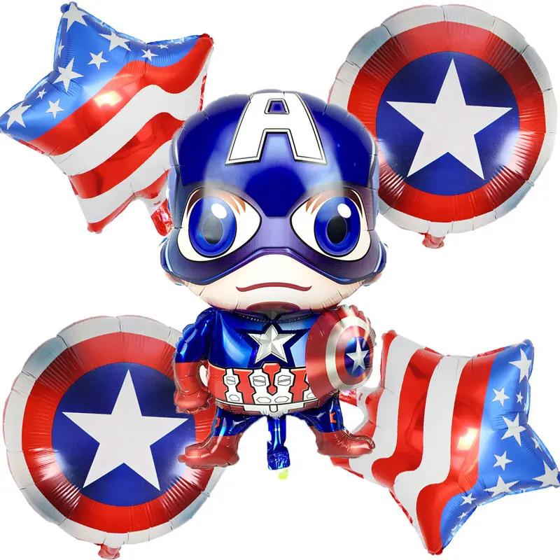 5 шт./компл. The Avengers Alliance фольга Воздушные шары на день рождения вечерние Декор Капитан Америка Тема воздушный шар классические детские игрушки баллон - Цвет: 5pcs