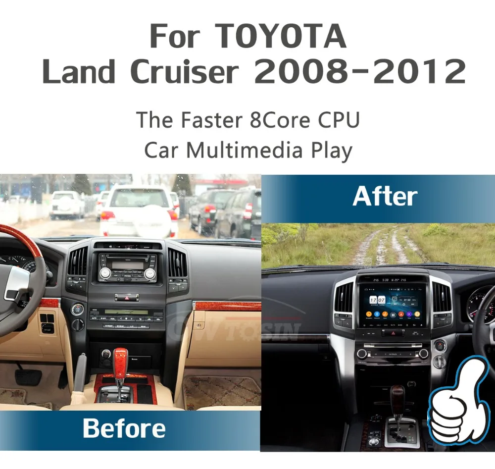 Discount 9" IPS 8 Core 4G RAM+64G ROM Android 9.0 Car DVD Radio GPS For Toyota Land Cruiser LC200 2007-2015 DSP CarPlay Parrot BT Stereo 2