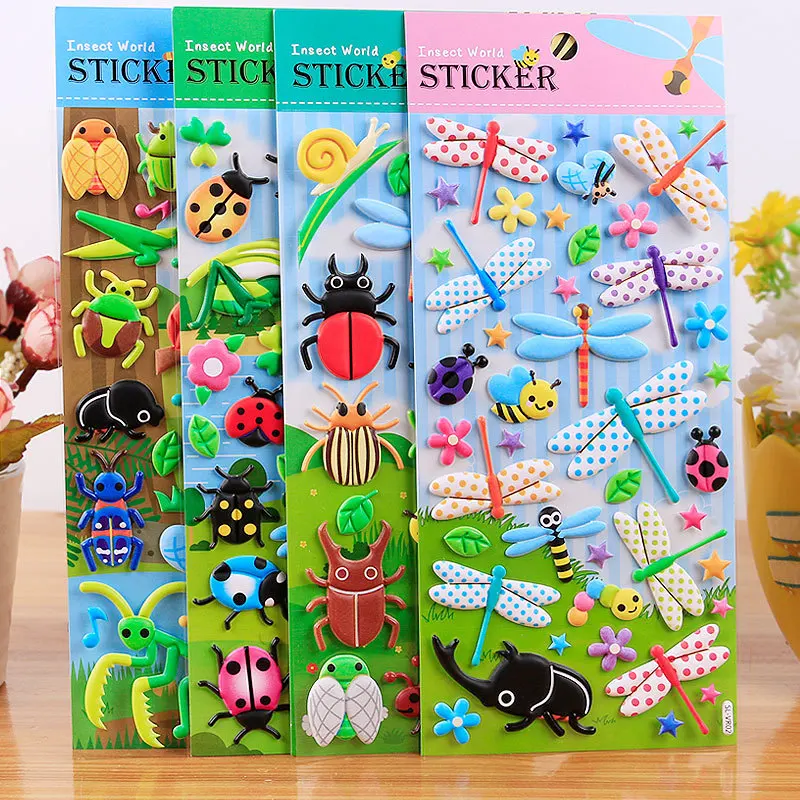 

SL-VR insect animal bubble stickers children cartoon stereo sponge sticker 3D puzzle reward sticky