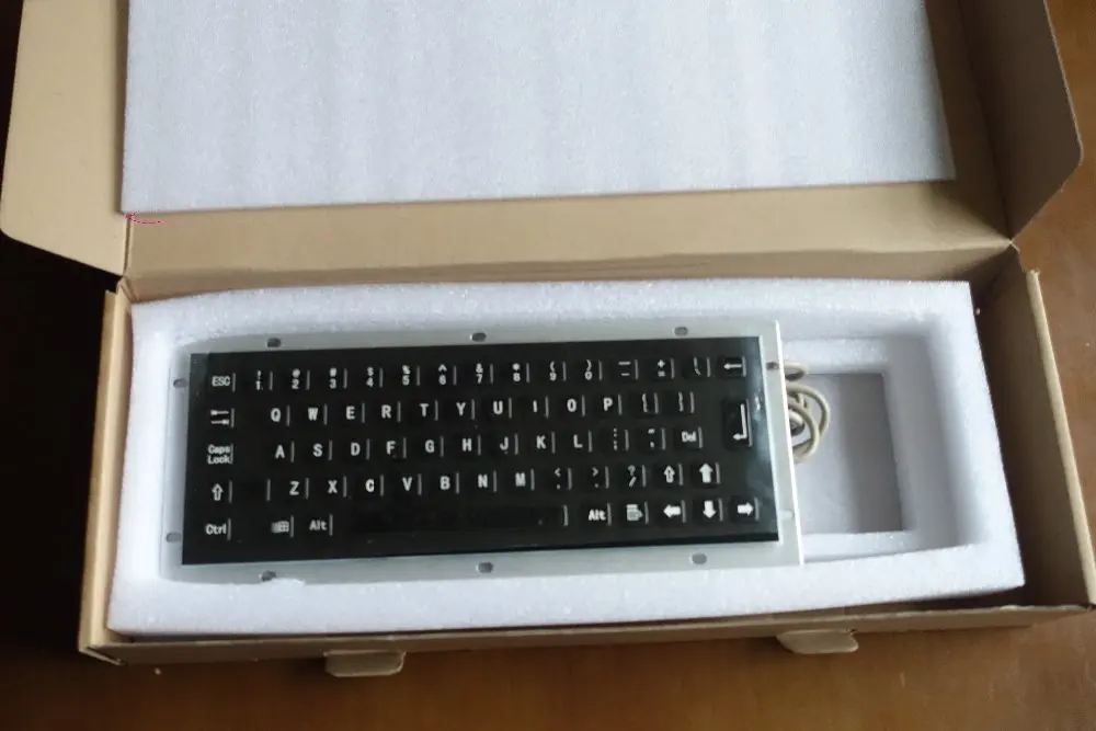 Черная металлическая клавиатура USB / PS2 с задней панелью для промышленного ПК 65