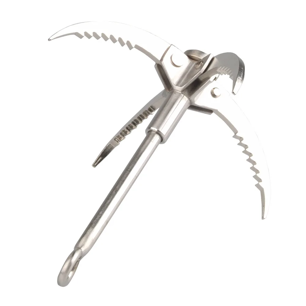 FOHOZ Professional 400KG Folding Steel Carabiner Grappling Hook Climbing Mountaineering Tool