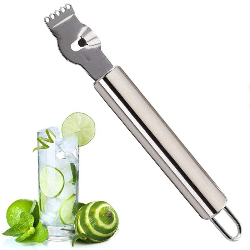 Kitchen Bar Stainless Steel Lemon Peeler Zester Grater Citrus Zester Lemon Lime Fruit Peelers with Channel Knife Kitchen Gadgets (9)