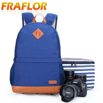 

Korean Stylish Waterproof Canvas Shockproof College Student Backpack Photo Camera DSLR Bag with Rain Cover for Canon Nikon Sony