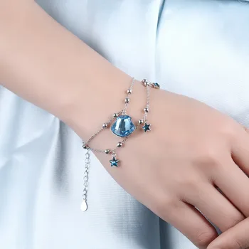 

High Quality Explosion models 925 sterling silver star shell bracelet female Crystal From Bulgaria Summer Beach Fashion Jewelry