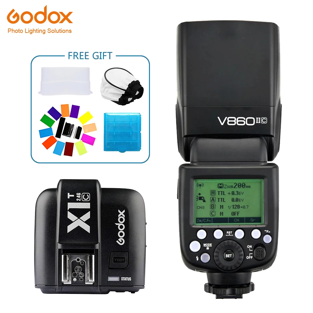 

Godox Ving V860II V860II-C Speedlite flash TTL+X1T-C Transmitter Wireless Flash Trigge for Canon Camera 1100D 1000D 7D 6D 60D