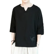 2019 Summer Men's T-Shirt Solid Cotton Linen Half Sleeve Male streetwear Tee Shirt O Neck Loose Casual Men T Shirts Tee Tops choker neck solid tee