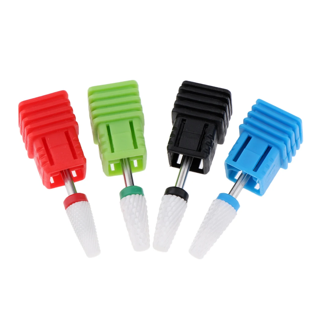 4 Pieces Fine Medium Coarse Electric Ceramic Nail Drill Bit Manicure Grinding Tool Cuticle Clean Dead Skin Gel Remover