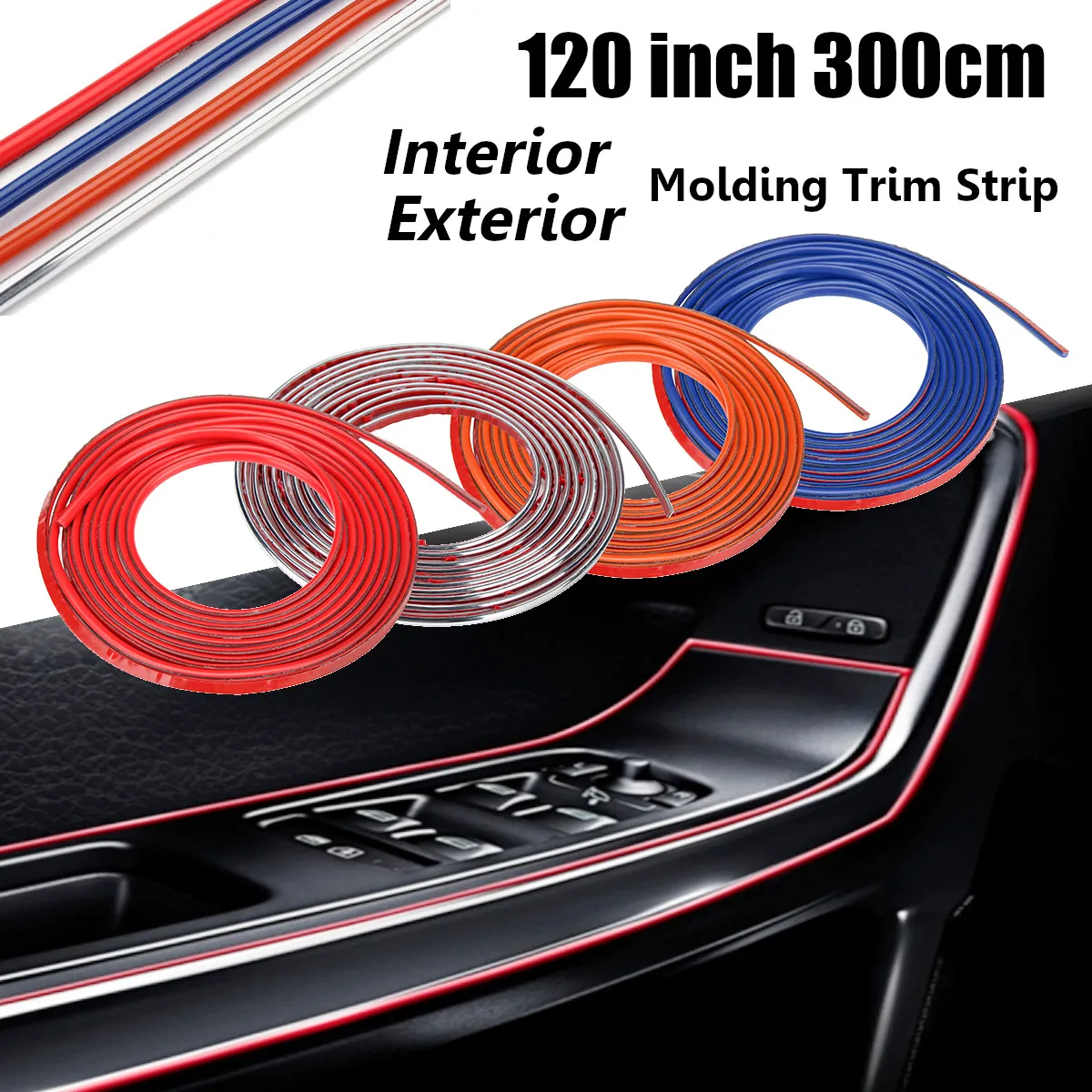 

Lager Size 120 inch 3 M DIY Universal Car Interior Exterior Molding Decoration Trim Strip 4 colors available