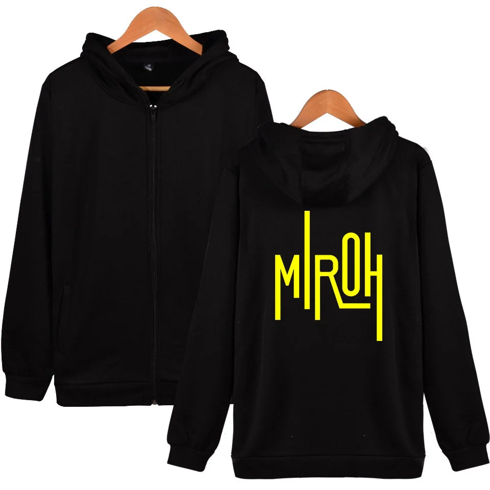Kpop дети MIROH альбом с капюшоном толстовки на молнии для женщин топы корректирующие Свободные длинным рукавом Harajuku кофты карманом Polerones Mujer