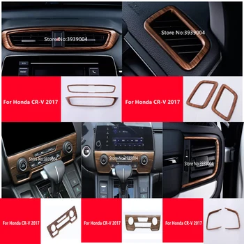 

Free Shipping For Honda CR-V 2017 1 Set Peach Wood ABS Chrome Car Air Conditioner Vent Outlet Cover Trim Moldings Car Styling