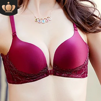 

PAERLAN Simple Front Buckle Sexy Bra Female Push Up Beautiful Underwear Women Wire Free Lace Glossy Seamless Underwear Wholesale