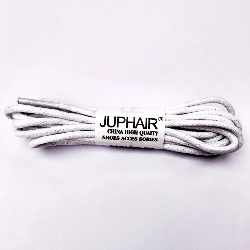 JUP1-12 Pair Whiter Casual Leather Laces High Quality Waxed Round Shoelaces Shoestring Boots Sports Shoes Cable Ropes Sneakers