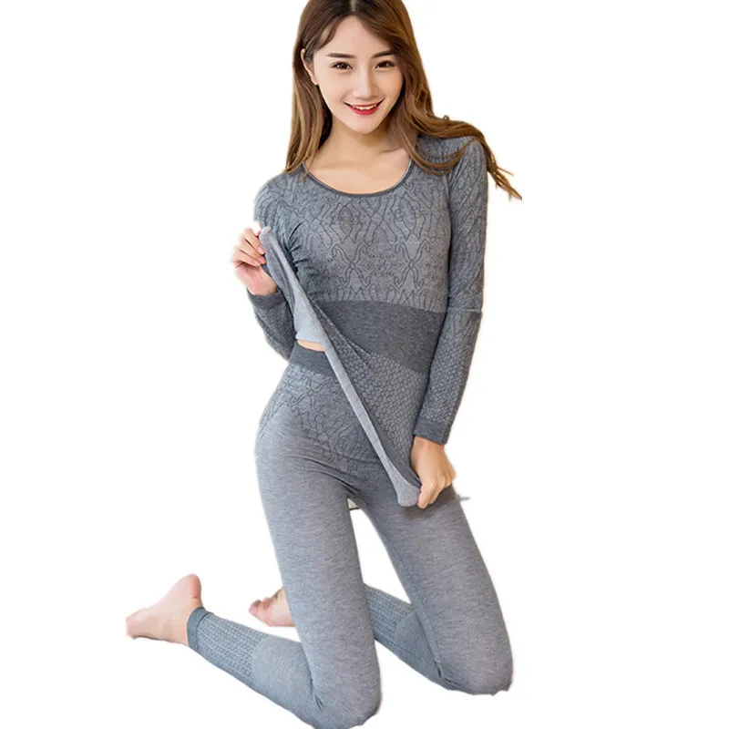 Women Modal Winter Set Warm Pajamas Slimming Seamless Thermal Underwear