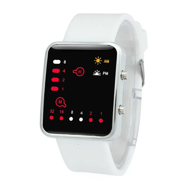Women Mens 2018 Digital Red LED Sports Watch Binary Wristwatch Silicone Sport me Women Mens 2018 Digital Red LED Sports Watch Binary Wristwatch Silicone Sport me